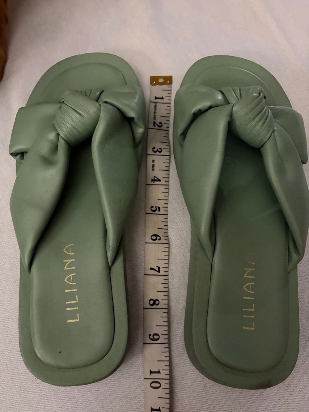 Liliana Sage Green Knotted Slide Sandals - Picture 4 of 5
